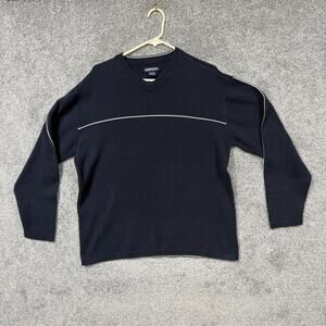 Vintage 90s Aeropostale Sweater Mens Large Blue V-Neck Pullover Striped‎ Preppy
